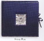 Pioneer SBX-12NB Navy Blue Sewn Scrapbook Memory Photo Album Box with Ribbon Closure